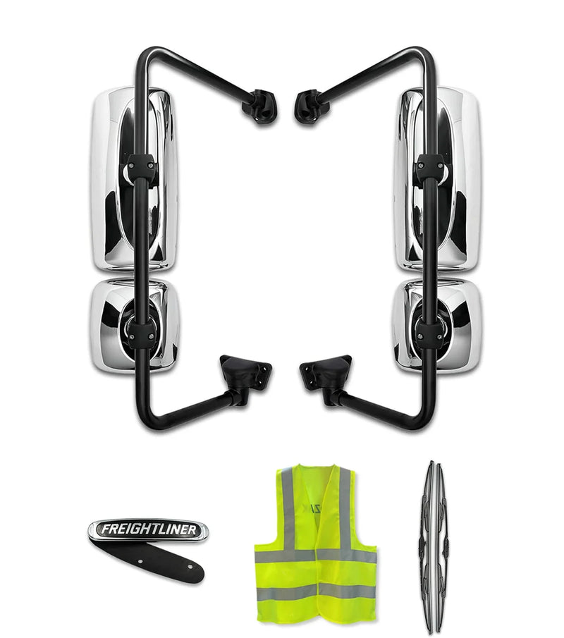 Door Mirrors Chrome Set 2004-2016 Freightliner M2, Columbia