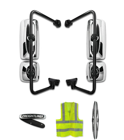 Door Mirrors Chrome Set 2004-2016 Freightliner M2, Columbia