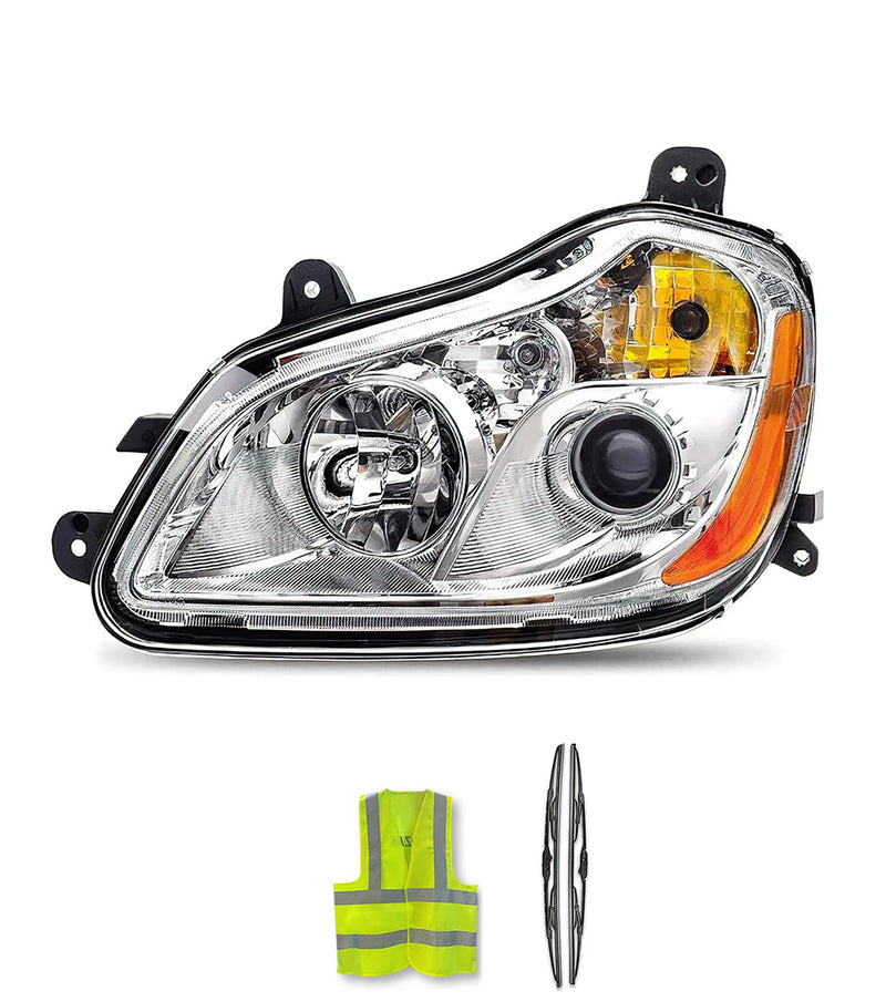 Headlight Halogen Assembly Chrome Housing Driver 2013-2021 Kenworth T680