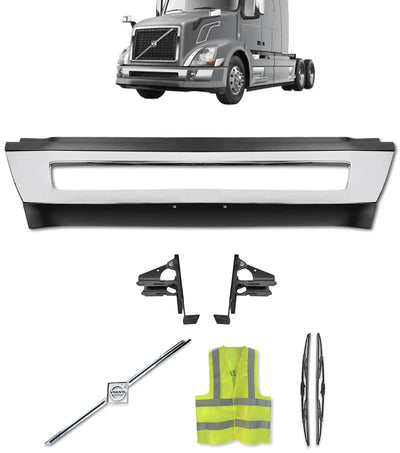 Center Middle Bumper Plastic w/ Chrome Trim & Brackets 2004-2015 Volvo VNL