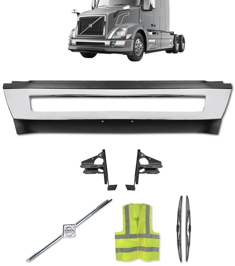 Center Middle Bumper Plastic w/ Chrome Trim & Brackets 2004-2015 Volvo VNL