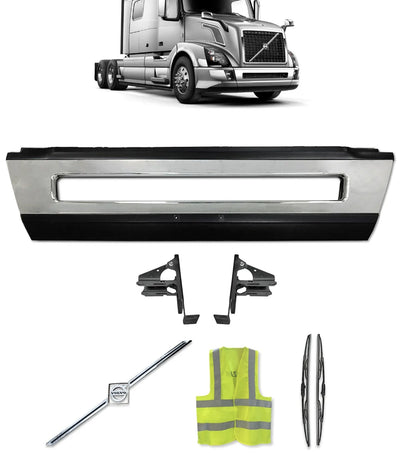 Center Middle Bumper Plastic w/ Chrome Trim & Brackets 2016-2017 Volvo VNL