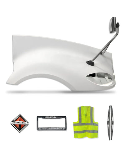 Hood Fender Fiberglass with Hood Mirror Passenger 2006-2017 International Prostar