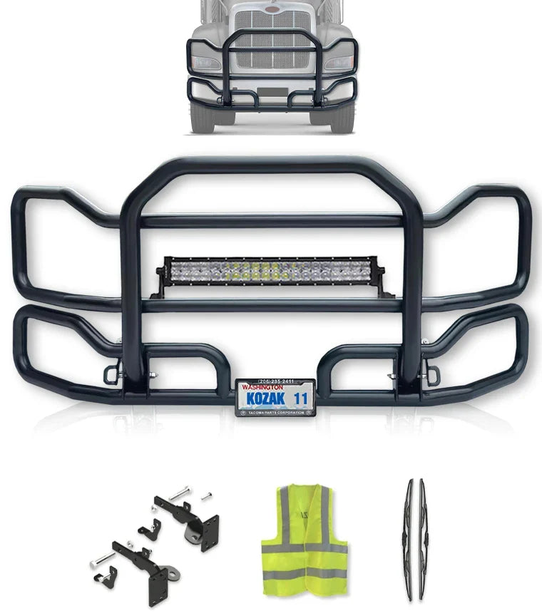 Front Grille Bumper Guard Large Black Peterbilt 384