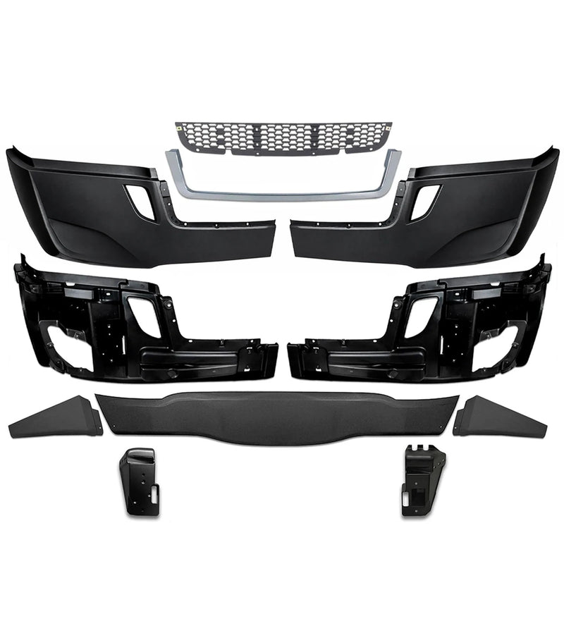 Bumper without Fog Holes Plastic w/ Brackets 11 Pcs 2018-2024 Freightliner Cascadia 126 116