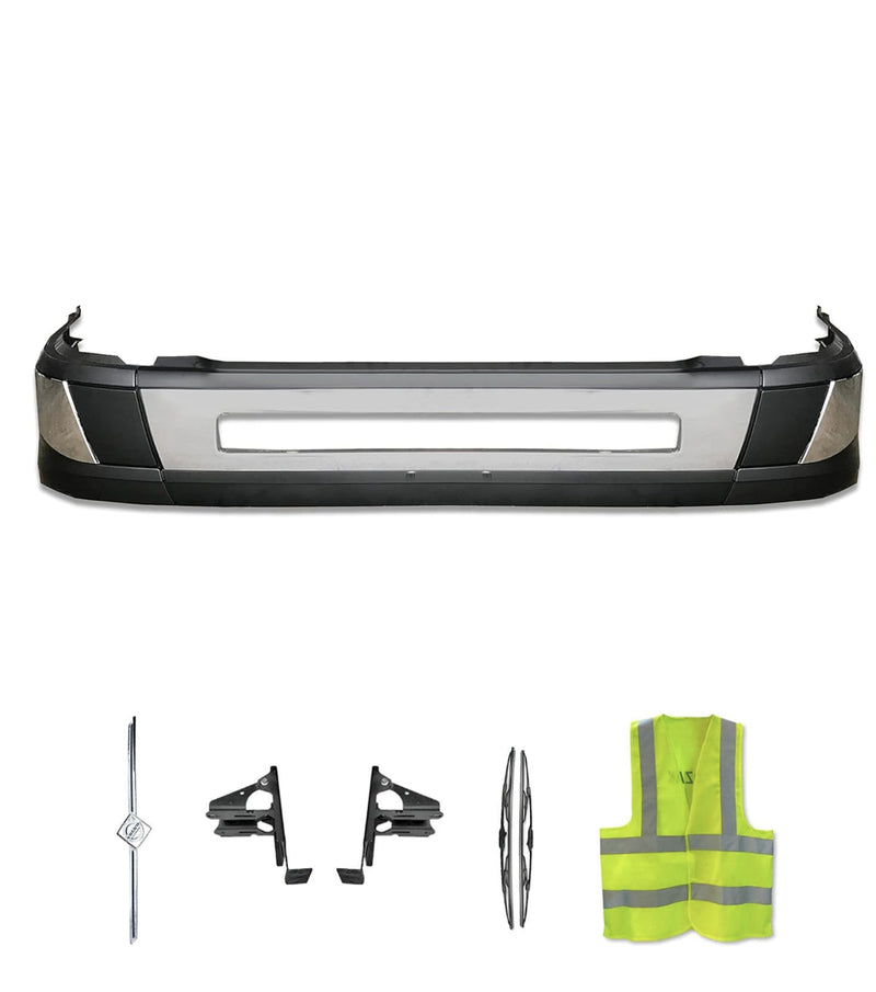 Bumper Plastic No Fog Hole and Chrome Trim Set 2016-2017 Volvo VNL