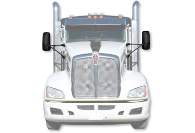 Kozak Black Door Mirror With Arms (Left Driver and Right Passenger Side) compatible with Kenworth T660 T600 T800 2008-2016 PLUS Kenworth Logo, 2x22" Windshield wipers and Kozak Reflective Vest