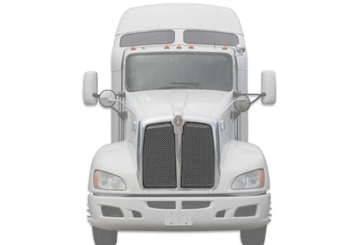 KOZAK Aluminum Mesh Net Bug Net (Passenger Right & Driver Left Side) Pair For Grille Compatible Kenworth T660 with PLUS Kenworth Logo, 2x 22" Windshield Wipers and Kozak Vest