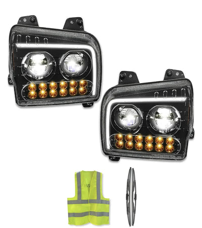 Faros LED negros DRL con señal de giro secuencial, juego 2019-2022 Kenworth W990