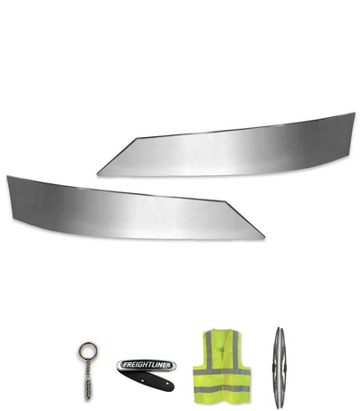 Top Bumper Fins Stainless Steel Set 14" / 16" Bumper 2008-2017 Freightliner Cascadia 125 113