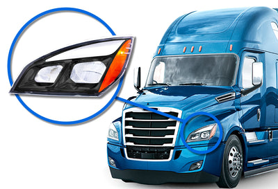 Full LED Headlight Black Housing Driver 2018+ Freightliner Cascadia 126 116