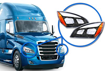 Full LED Headlights Black Housing Set 2018+ Freightliner Cascadia 126 116