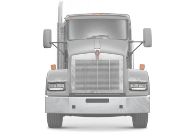 Headlights Bezels Chrome with 12" Clear/White LED Light Strip Bar 2 Pcs For Kenworth T400 T600 T800 W900B W900L -