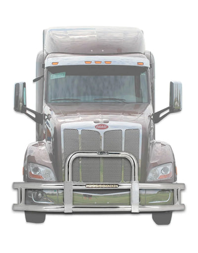 Grille Guard Chrome w/ Built in 16'' LED Bar 2013-2021 Peterbilt 579
