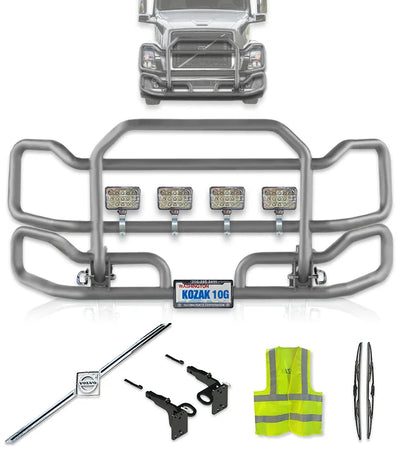 Front Gray Grille Guard Large 2004-2017 Volvo VNL