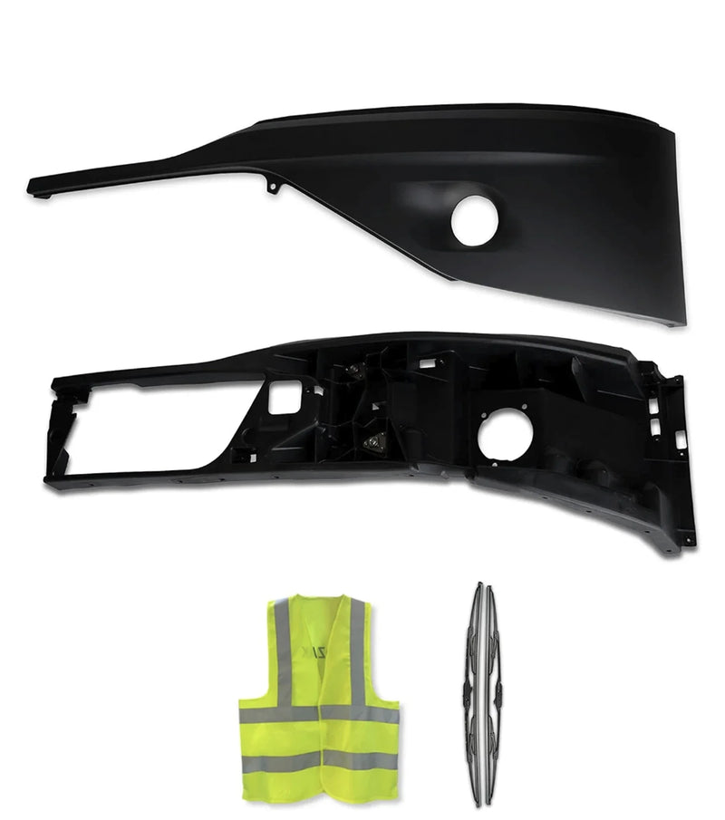 Bumper Corners With Fog Hole Black Driver Set 2022+ Kenworth T680