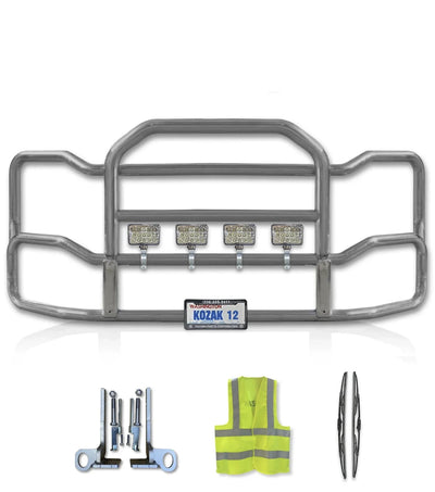 Grille Guard Large Chrome with Lights 2022+ Kenworth T680 No Fog