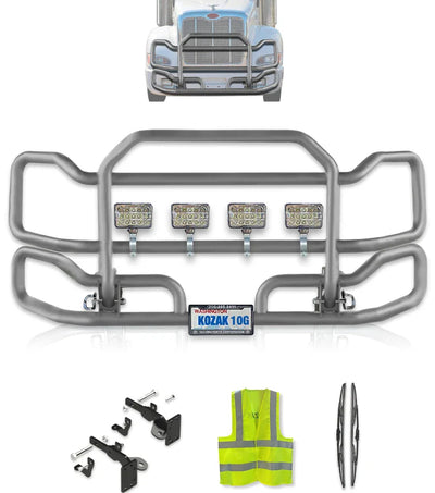 Front Grey Grille Guard Large Peterbilt 386