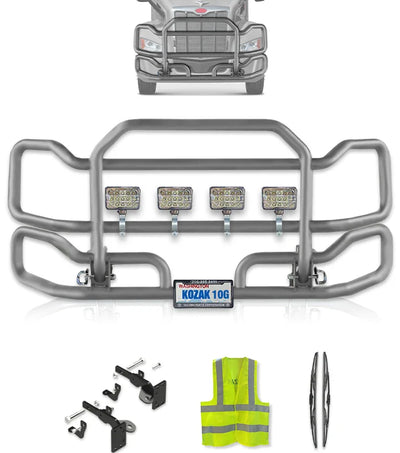 Front Grey Grille Guard Large 2022+ Peterbilt 579 (No Fog)