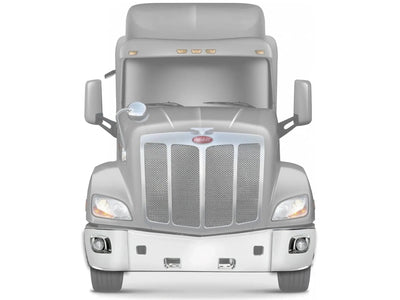 Kozak Chrome Plastic Bumper Corners with Fog Light Hole Right Passenger & Left Driver Side for Peterbilt 579 PLUS Logo Emblem, - Tacoma Parts Corporation
