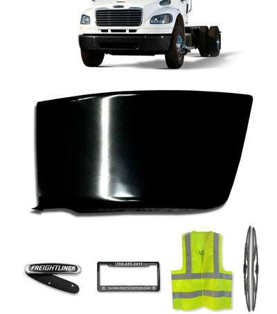 Bumper Corner Steel Black Driver 2003-2021 Freightliner M2 Business Class 106 112