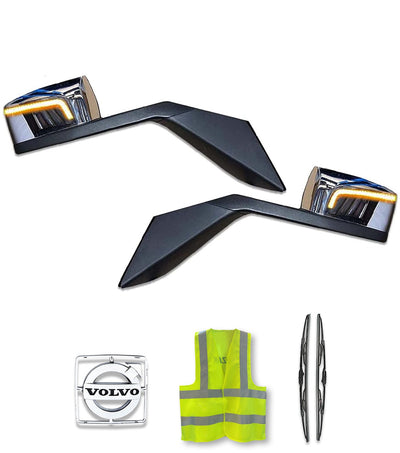 Juego de espejos de cofre con luces direccionales LED para Volvo VNL 2004-2017