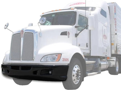 Kozak Black Plastic Bumper Extension Corners Pair With Brackets and Fog lights with bezels for Kenworth T660 -