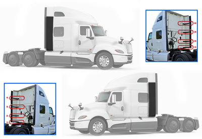 Lower Wind Fairing Cab Extender Plastic w/Brackets Set International LT625