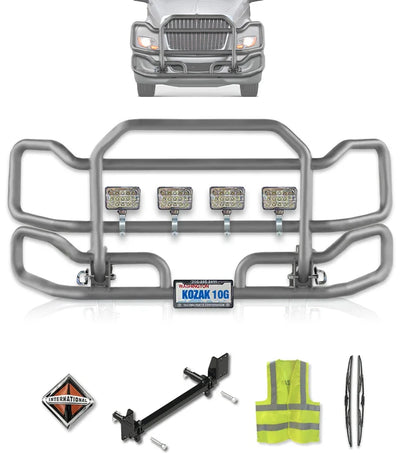 Front Grey Grille Guard Large International LT LT625 (plastic bumper)