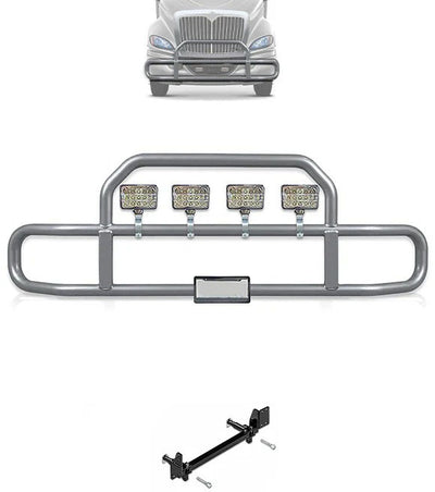 Gray Front Grille Deer Moose Bumper Guard International RH (Plastic Bumper)