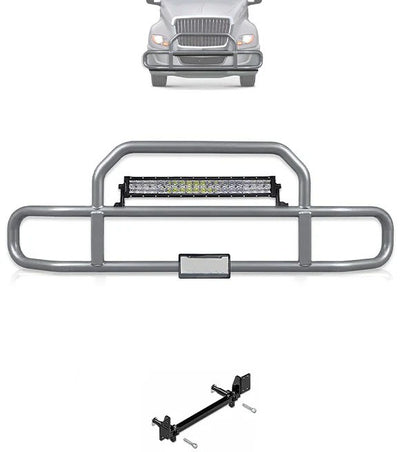 Gray Front Grille Deer Moose Bumper Guard 2018+ International LT LT625 (plastic bumper)