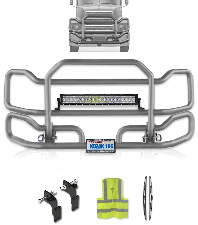 Front Grey Grille Guard Large 2004+ Mack CH Set-Back