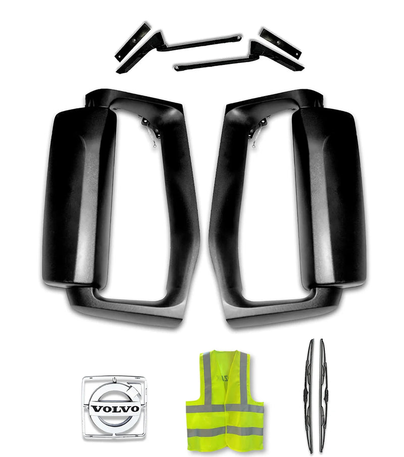Side View Door Mirrors Power Heated Black Set Volvo 2004+ VNL VNM VNX
