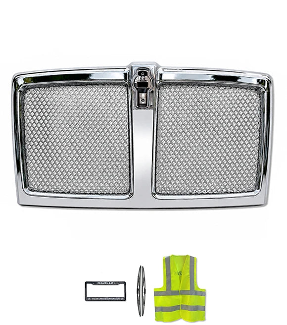Chrome Front Grille with Stainless Steel Mesh 2021+ Compatible with Kenworth T180 T280 T380 T480