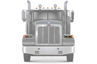 KOZAK LED DRL DUAL Black Projector Headlight (Driver Left Side) for PETERBILT 357 365 378 379 PLUS Logo, Windshield Wipers and Vest