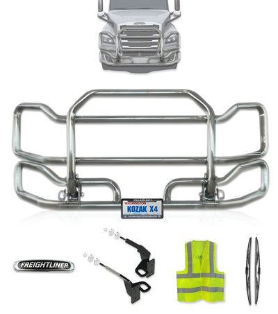 Kozak Chrome Front Grille Guard Large Freightliner Cascadia -