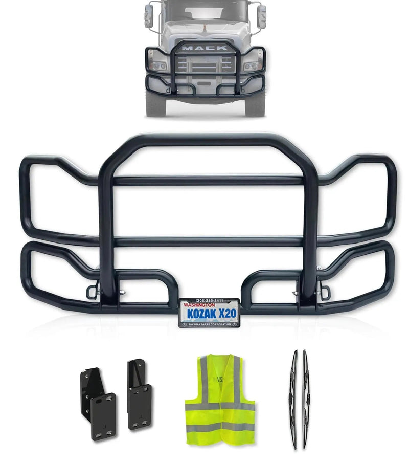 Kozak Black Front Grille Guard Large Mack Granite Gu713 Set-Back 2004+ -ย