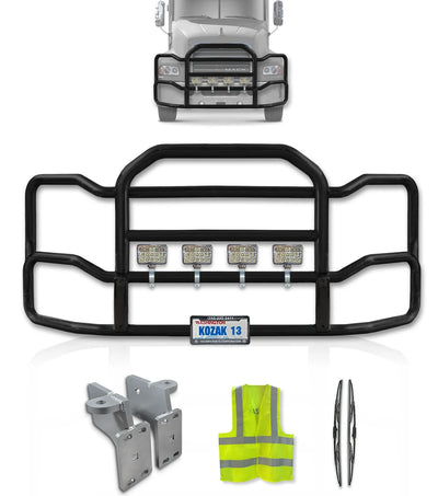 Grille Guard Large Black with Lights 2004-2017 Mack CX