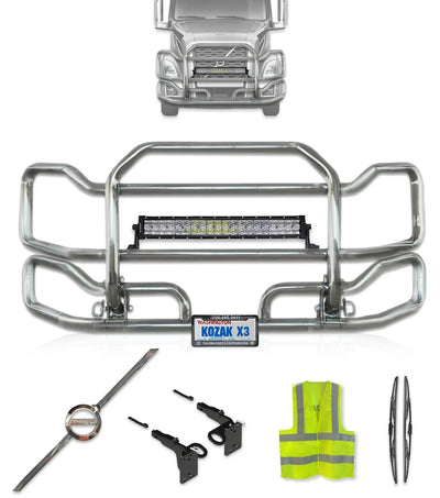 Kozak Chrome Front Grille Guard Large Volvo VNL -