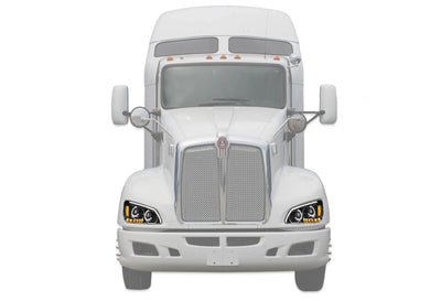 Kozak Black Housing LED Headlight Assembly + Turn Signal Dual Projector Headlight Lamp Set for Kenworth T660 - Tacoma Parts Corporation