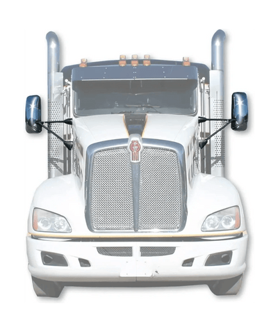 Kozak Chrome Door Mirror With Arms (Left Driver and Right Passenger Side) compatible with Kenworth T660 T600 T800 2008-2016 PLUS Kenworth Logo, 2x22" Windshield wipers and Kozak Reflective Vest