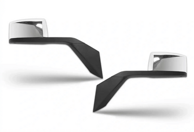 KOZAK Chrome Hood Mirrors (Left and Right Side) Pair With Mounting Kits & Fender and Bumper Corners Chrome Trim Set compatible with Volvo VNL 2016-2017 PLUS Logo, Wipers, Frame License Plate and Vest