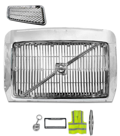 Front Grille with Bug Deflector Frame Chrome 1996-2003 Volvo VN VNL VNM