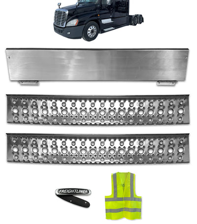 Steps 37.5" & Step Skirt of Front Side Fairing Aluminum Metal Set Driver 2008-2017 Freightliner Cascadia 125