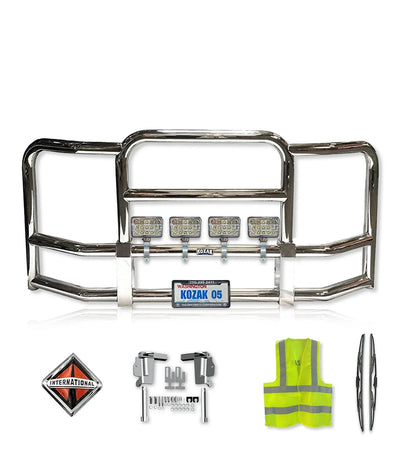 Full Front Grille Guard 90" x 36" Chrome International Prostar