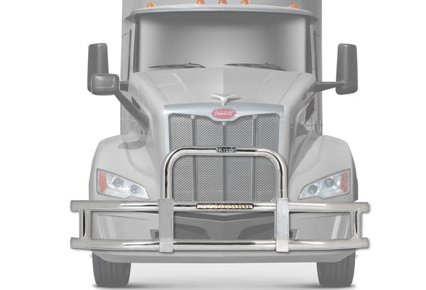 Chrome Grille Guard w/ Built in 16'' LED Bar 2022+ Peterbilt 579 NO Fog