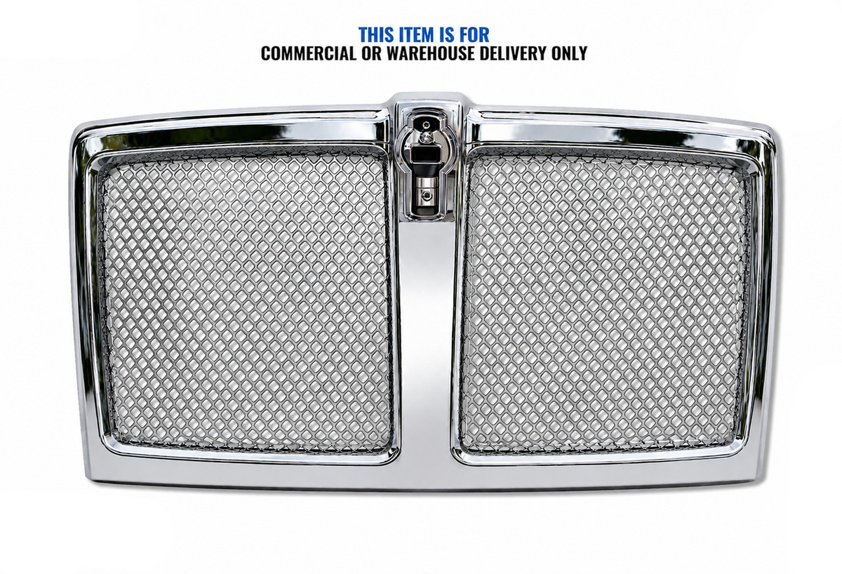 Chrome Front Grille with Stainless Steel Mesh 2021+ Compatible with Kenworth T180 T280 T380 T480