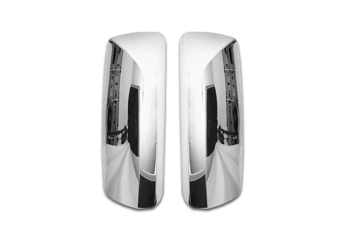 KOZAK Pair Mirror Arm Cover (Black) and Chrome Door Mirror Cover Pair Set Left and Right side Compatible with Volvo VNL VNM VNX VN 2004-2023 PLUS Logo, 2x22" Wipers and KOZAK Vest
