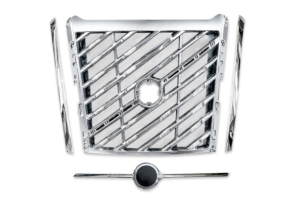 Front Platnum Chrome Grille with Bug Screen and Chrome Trims Moulding 2025+ Volvo VNL New