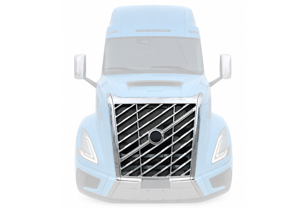 Front Platnum Chrome Grille with Bug Screen and Chrome Trims Moulding 2025+ Volvo VNL New